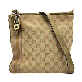 Gucci-Borsa a Spalla Gucci GG Canvas-Marrone,D'oro