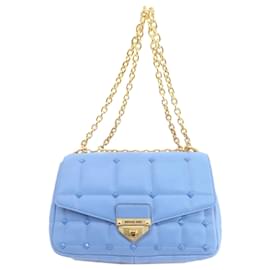 Michael Kors-Michael Kors Quilted Stud Chain Shoulder Bag-Blue