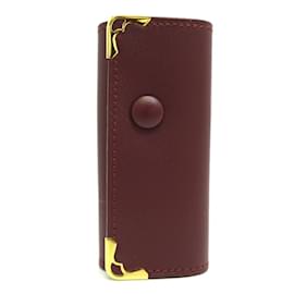 Cartier-Cartier Must Line 4-Ring Keycase in Bordeaux Leather-Dark red