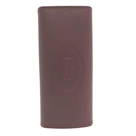 Cartier-Cartier Must Line 4-Ring Keycase in Bordeaux Leather-Dark red