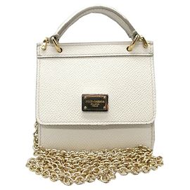 Cartera de cadena de cuero blanco Dolce & Gabbana Sicily Blanco
