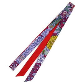 Hermès-Foulard en soie à fleurs Twilon d'Hermès-Rouge,Violet