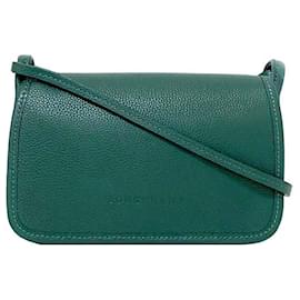 Longchamp-Longchamp Green Leather Shoulder Bag-Green