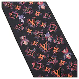 Louis Vuitton-Louis Vuitton Monogram Bandeau Rendezvous Twilly Scarf-Black,Beige