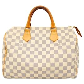 Louis Vuitton-Sac à main Louis Vuitton Damier Azur Speedy 30-Blanc,Autre