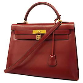 Hermès-Sac à main Hermes Kelly 32 en Rouge H-Rouge