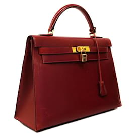 Hermès-Sac à main Hermes Kelly 32 en Rouge H-Rouge