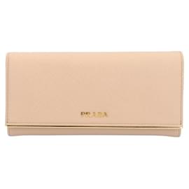 Prada-Prada Saffiano Long Wallet-Beige