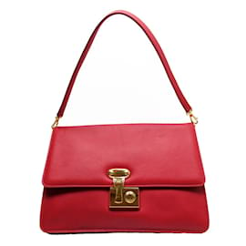 Dolce & Gabbana-Dolce & Gabbana Red Leather Clutch and Shoulder Bag-Red