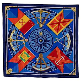 Hermès-Hermes Carre 90 SEXTANTS Scarf-Blue,Multiple colors