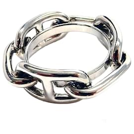 Hermès-Hermes Chaine d'Ancre Scarf Ring-Silvery