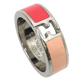 Fendi-Fendi Bicolor Band Ring-Silvery,Pink