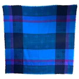 Christian Dior-Christian Dior Multi-Color Shawl-Blue,Multiple colors,Purple,Navy blue