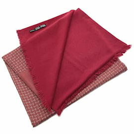 Hermès-Hermes Reversible Silk and Angora Stole-Red