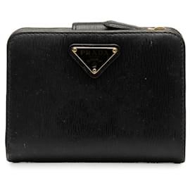 Prada-Prada Triangle Bi-fold Wallet-Black