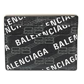 Balenciaga-Porta-cartões de couro preto Balenciaga-Preto