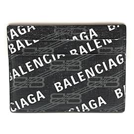 Balenciaga-Porta-cartões de couro preto Balenciaga-Preto