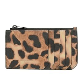 Saint Laurent-Saint Laurent Leopard Coin Card Holder-Black,Beige