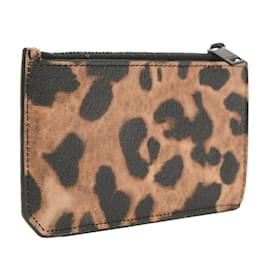 Saint Laurent-Saint Laurent Leopard Coin Card Holder-Black,Beige