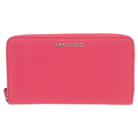 Cartera larga de piel de ternera rosa Jimmy Choo Rosa