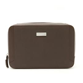 Burberry-Burberry Men's Dark Brown Leather Clutch Bag-Dark brown