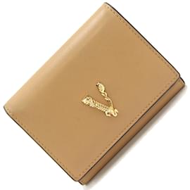 Versace-Portefeuille tri-fold en cuir beige Versace-Beige