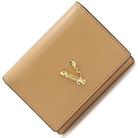 Versace Beige Leather Tri-fold Wallet Beige