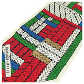 Hermès-Hermes Twilly Scarf in Green and Red Silk-Red,Green