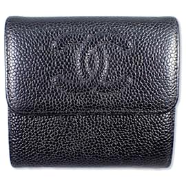 Chanel-Porte-monnaie en cuir caviar noir Chanel-Noir