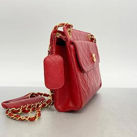 Chanel-Chanel Red Lambskin Shoulder Bag-Red