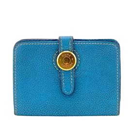 Hermès-Hermes Dogon Compact Card Case in Blue-Blue