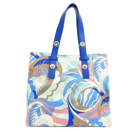 Bolsa tote de nylon e couro azul Emilio Pucci Azul