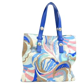 Emilio Pucci-Emilio Pucci Blue Nylon and Leather Tote Bag-Blue