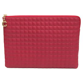 Céline-Celine C Charm 10B813BFL Women's Leather Clutch Bag-Red