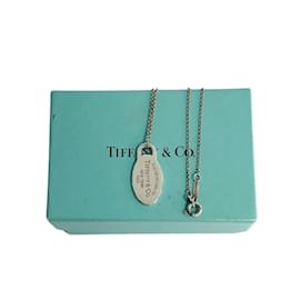 Tiffany & Co-Tiffany Return to Oval Tag Silver 925 Chain Necklace-Silvery