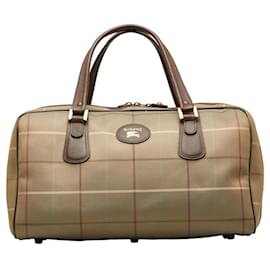 Burberry-Burberry Check Boston Bag-Brown,Khaki