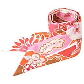 Hermès-Foulard en soie Twilly Hermes-Rose