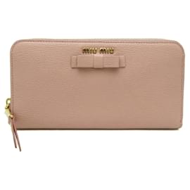 Miu Miu-Miu Miu Ribbon 5ML506 Women's Leather Long Wallet-Pink