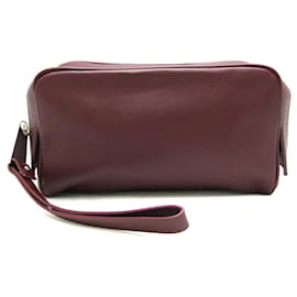 Bottega Veneta-Bottega Veneta Bordeaux Leather Clutch Bag-Dark red