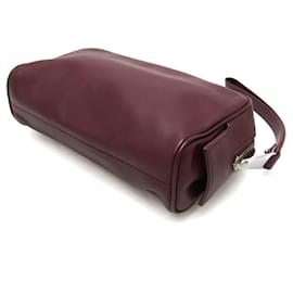 Bottega Veneta-Bottega Veneta Bordeaux Leather Clutch Bag-Dark red