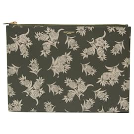 Saint Laurent-Saint Laurent Pineapple Pattern Leather Clutch Bag-Beige,Khaki