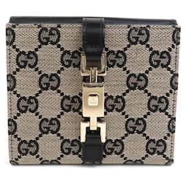 Gucci-Gucci Bi-fold Wallet in Beige and Black-Black,Beige