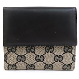 Gucci-Gucci Bi-fold Wallet in Beige and Black-Black,Beige