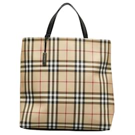 Burberry-Burberry Nova Check Charm Tote Bag-Black,Beige