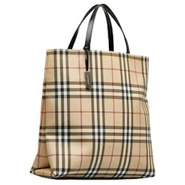 Burberry-Burberry Nova Check Charm Tote Bag-Black,Beige