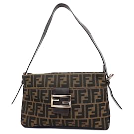 Fendi-Fendi Brown Nylon Canvas Shoulder Bag-Brown