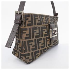 Fendi-Fendi Brown Nylon Canvas Shoulder Bag-Brown