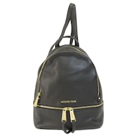 Michael Kors-Michael Kors Black Leather Backpack-Black