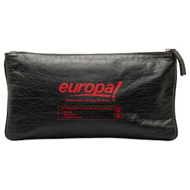 Balenciaga-Balenciaga Black Leather Clutch Bag-Black