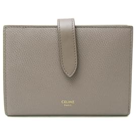 Céline-Portefeuille bi-fold moyen avec bandoulière Celine-Beige